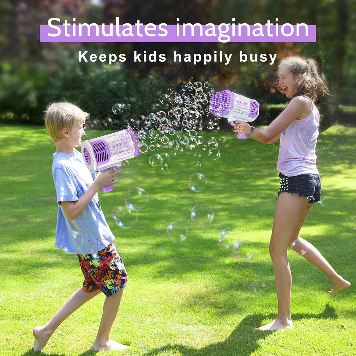 Deserthome Bubble Gun, Bazooka Bubble Machine Gun with Lights (Purple)