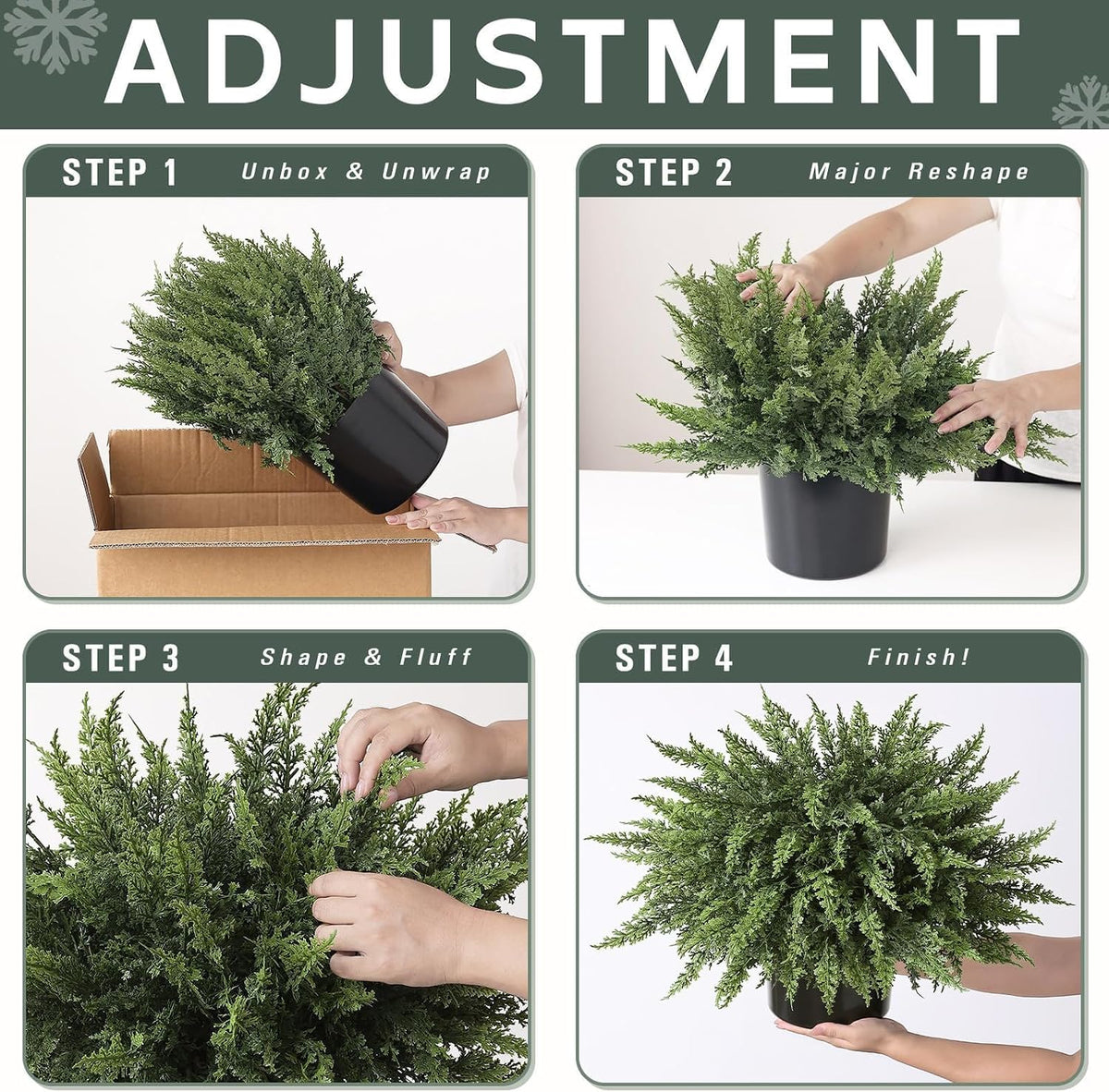2Pcs Artificial Cedar Potted Plant Christmas Greenery for Front Porch Decor