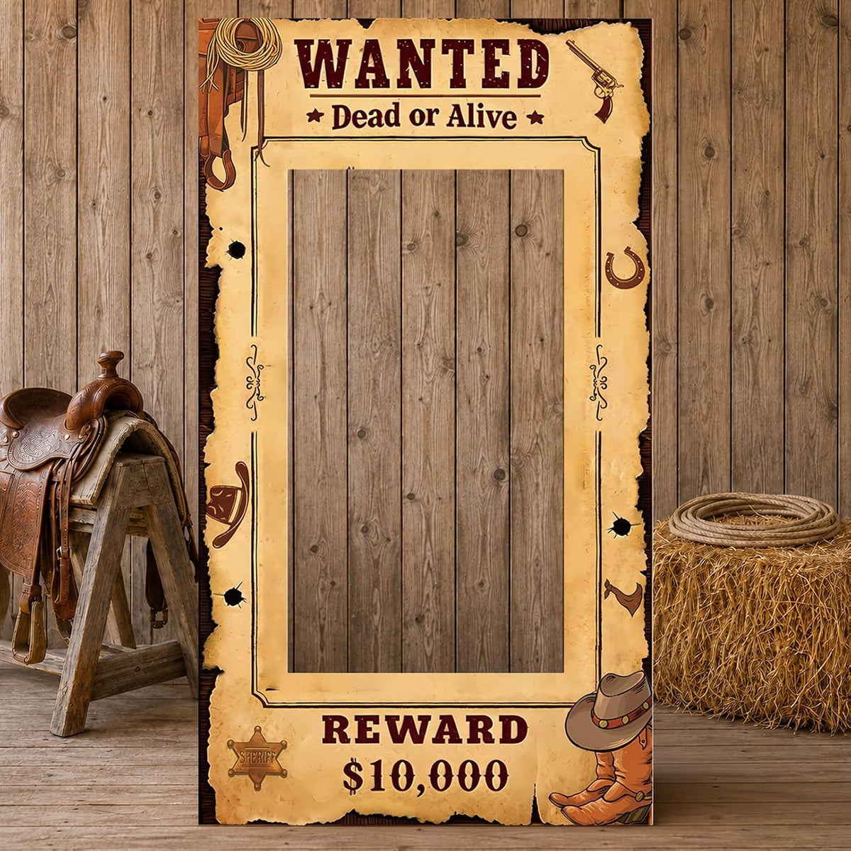 6 Ft Wanted Poster Photo Booth Prop Stand up Western Party Cutout