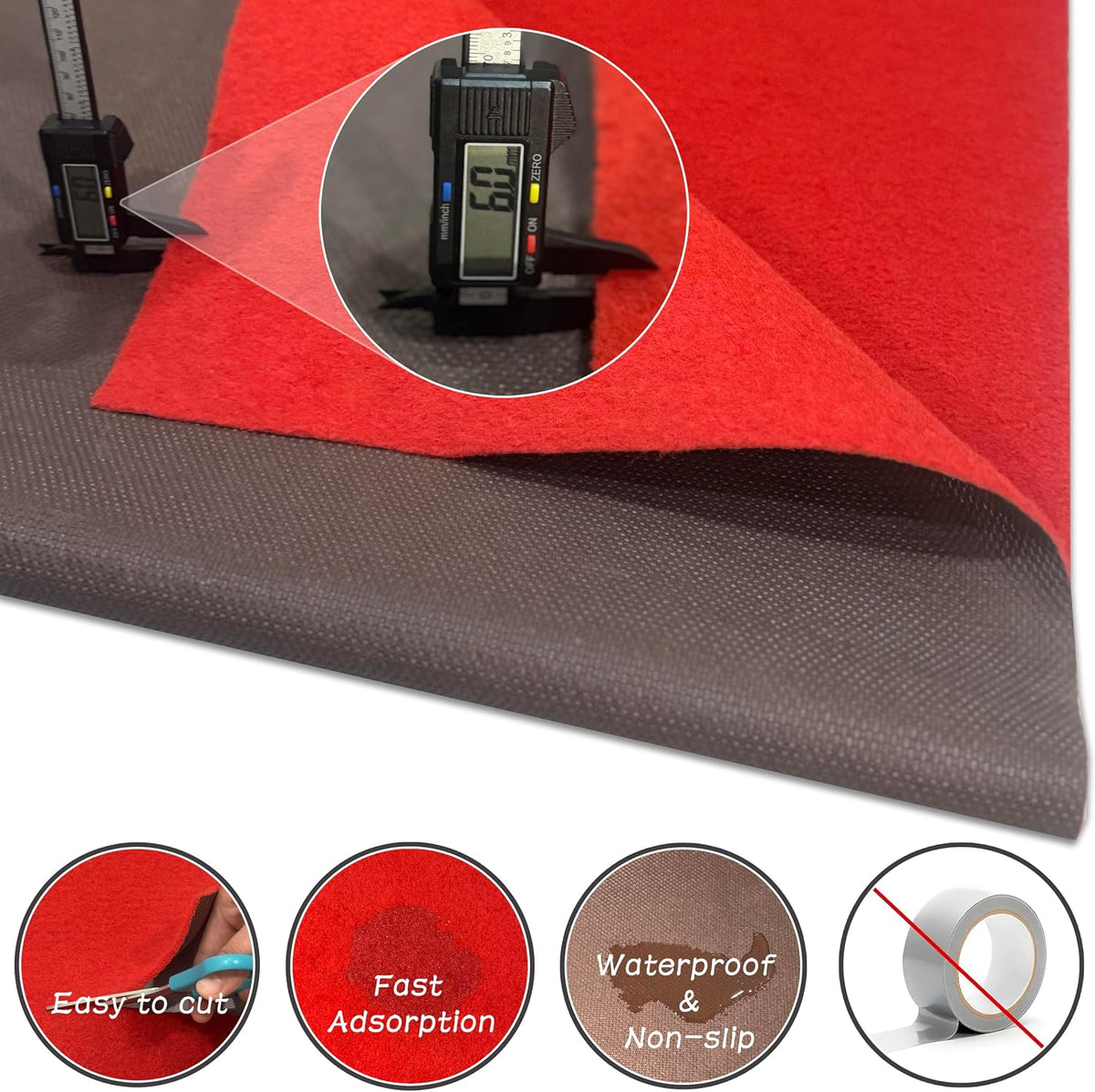 Extra Thick Red Carpet Runner for Party & Events, 3x10 ft Red Carpet Fest...