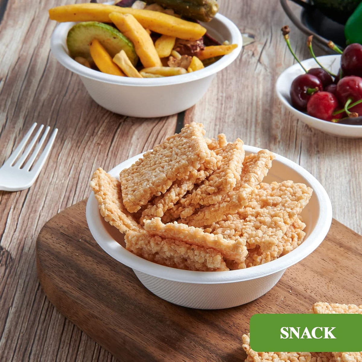 Vplus 500 Pack 12 OZ Compostable Paper Bowls, Bagasse Bowls Bulk,White