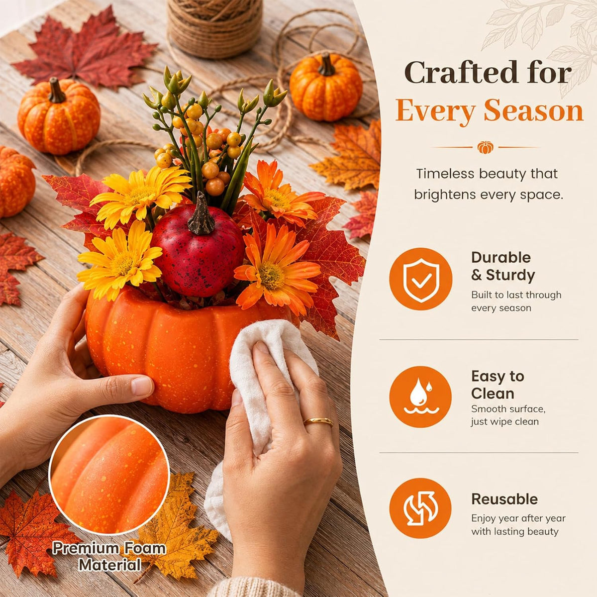 8 PCS Faux Pumpkins Mini Artificial Pumpkins for Fall Halloween Thanksgiving ...