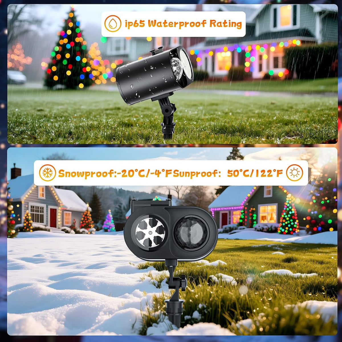 Halloween Projector Lights Outdoor, 2-In-1 HD Moving Pattern Holiday Projecto...
