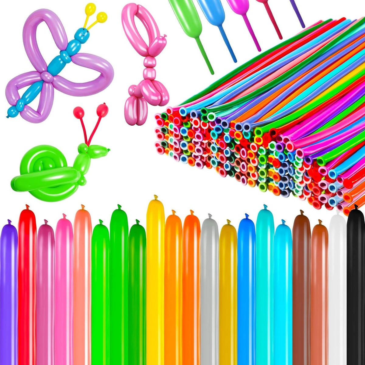 Lenwen 1000 Pcs Long Balloons Bulk, Multi Colors