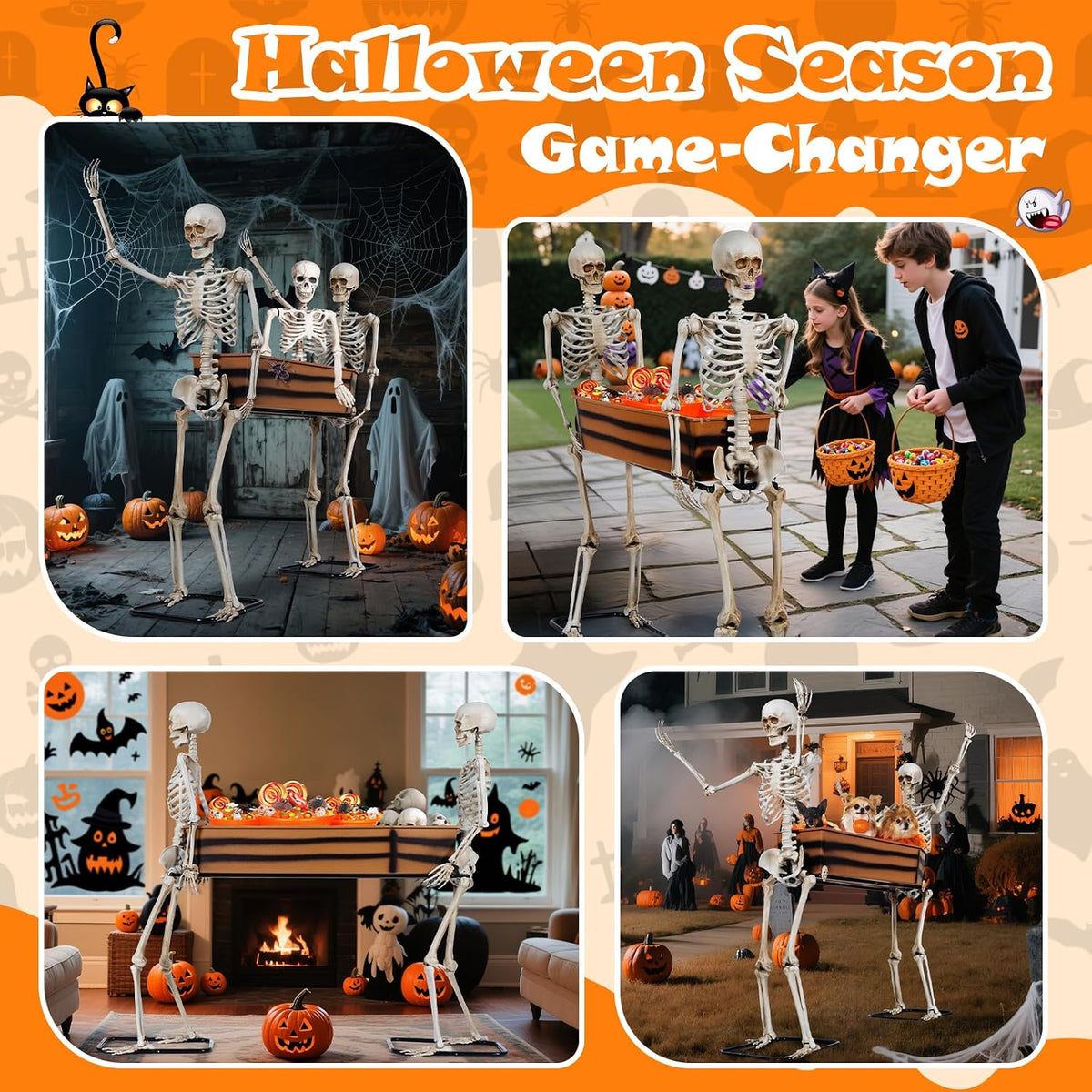 Quntis Halloween Skeleton Outdoor Decorations - 5ft Posable Skeletons Carryin...