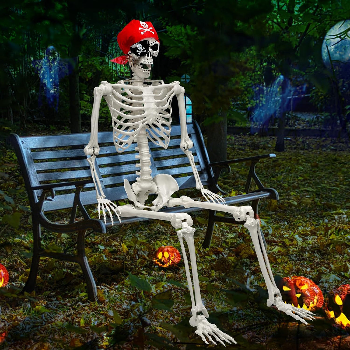 MyoGrip 5.5 FT Skeleton Halloween Decorations, Posable Full Body Life-Size Sk...