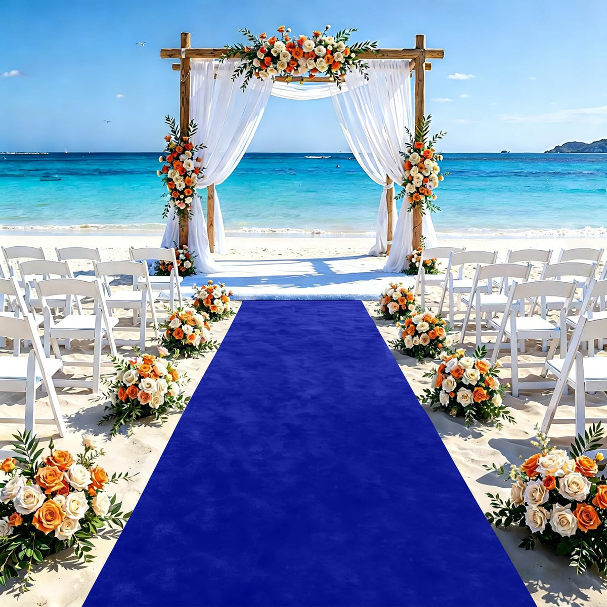 Blue Aisle Runner for Wedding Ceremony 48" x20FT Wedding Aisle Runners R...