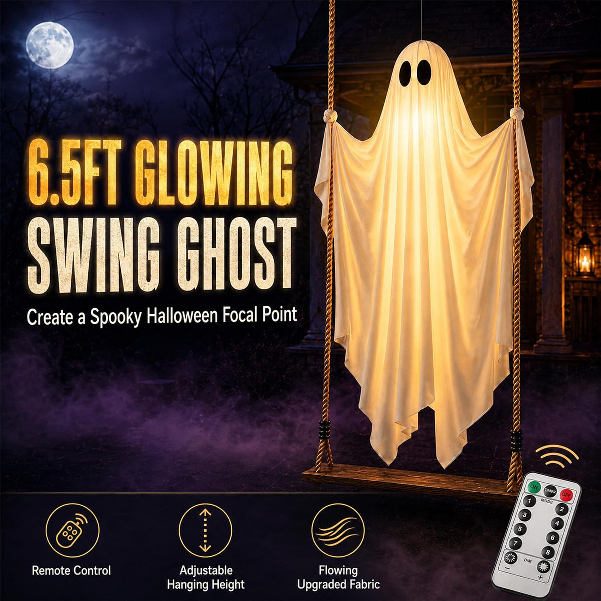 Halloween Decorations Outdoor-6.5FT Large Garden Decor Lights for Swinging Gh...