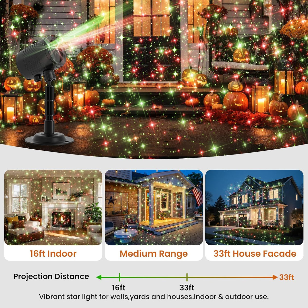 Christmas Projector Lights Outdoor, Moving Starry Sky Effects Light Show,RG