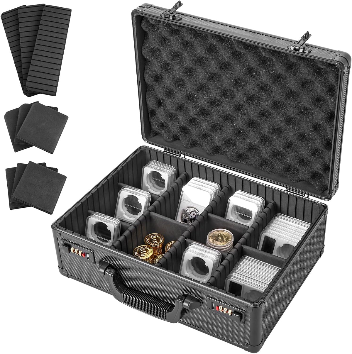 LOCKCURX Graded Coin Storage Box, Holds 120 NGC PCGS Slabs, Locking Case