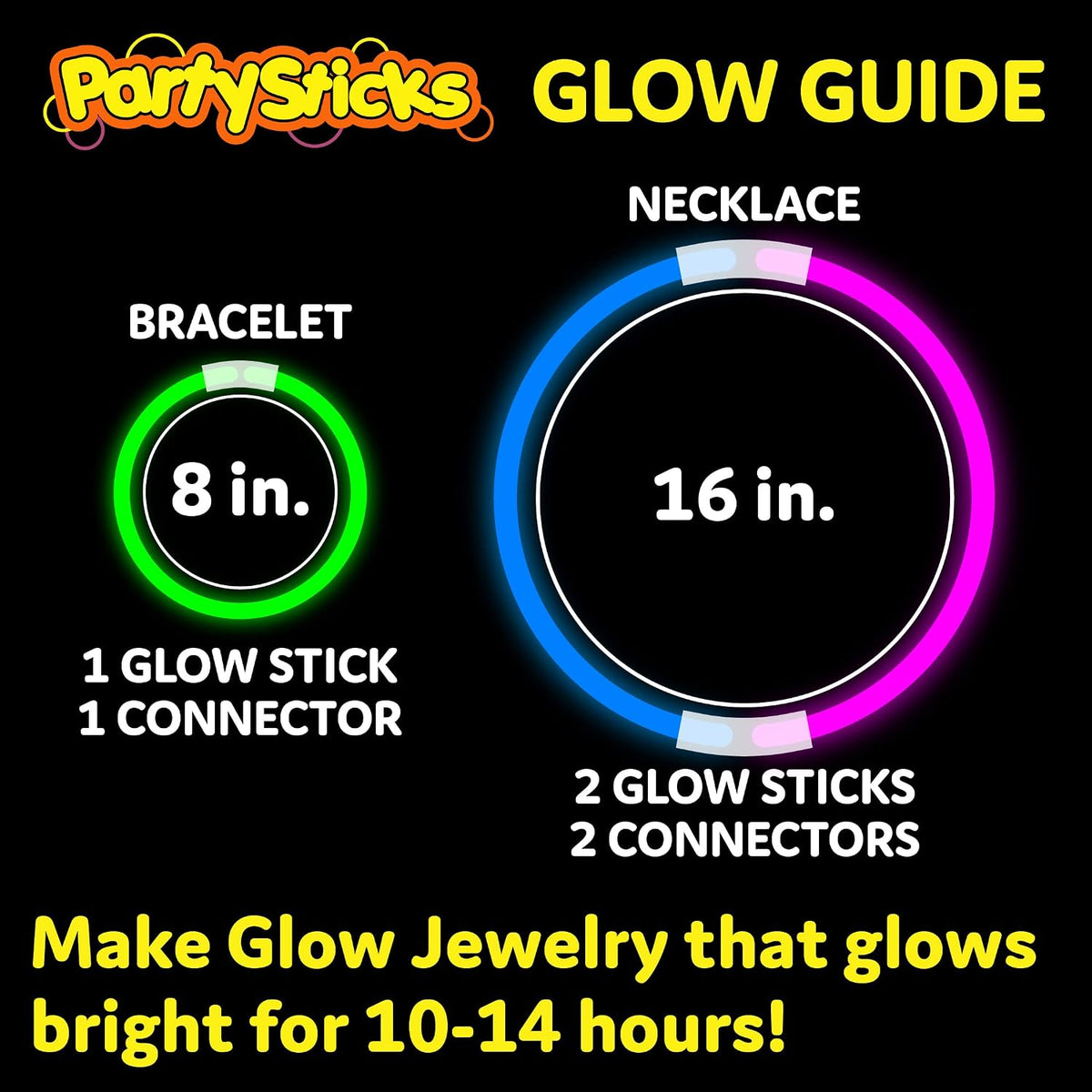 PartySticks Glow Sticks 800 pack - 8 Inch Glow in The Dark Light Up Sticks Pa...