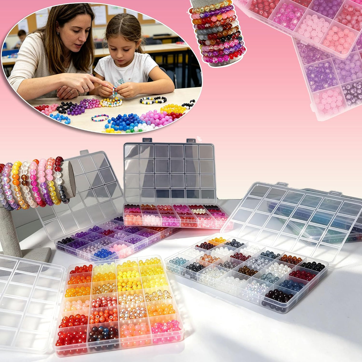 JULIMAIDONG 6mm 144Color Glass Beads for Bracelets Jewelry Making Kits