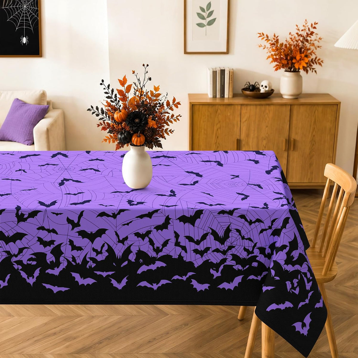 Halloween Bats Rectangle Tablecloth for Dining Decor 60" x 120"