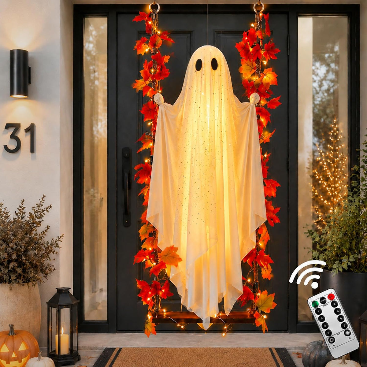AYGXU Halloween Decorations Outdoor Indoor-5.3ft Hanging Ghost Decor with a M...