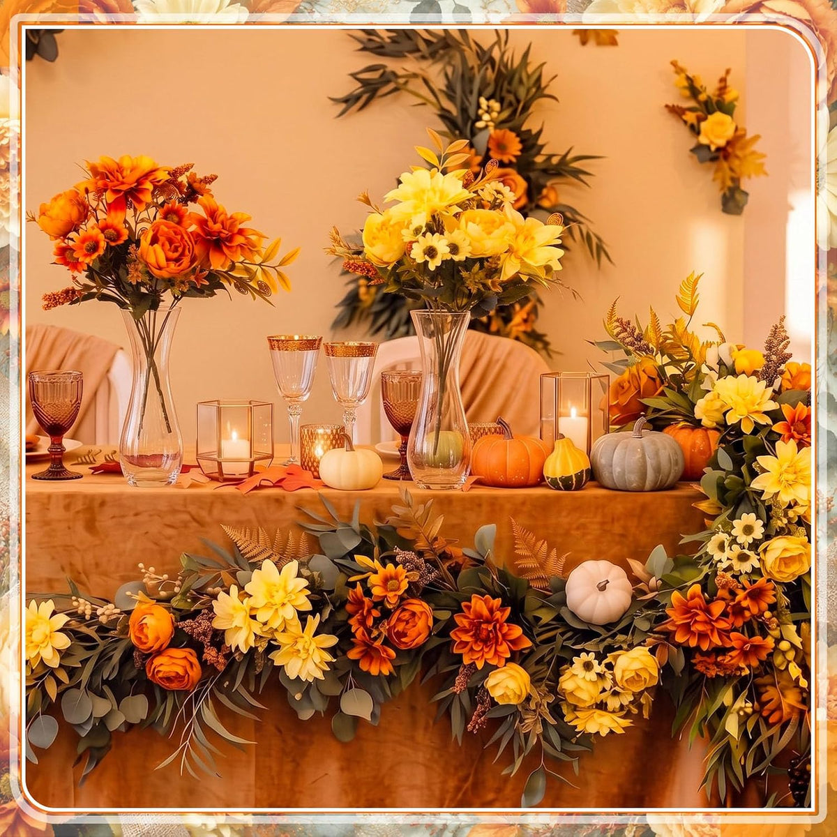 8 Bundles Fall Artificial Flowers Bouquet