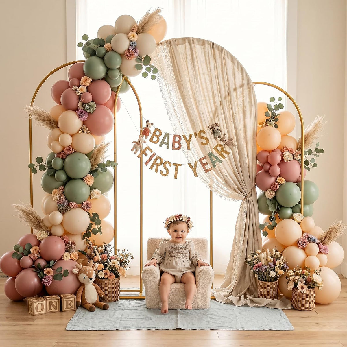 Metal Arch Backdrop Stand 3 Set (7.2FT+6.6FT+6FT), Gold Wedding Arch Frame