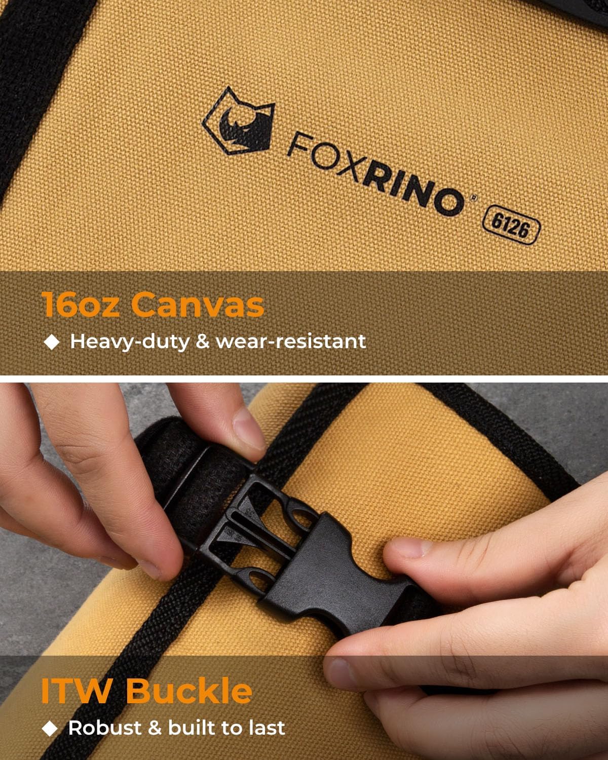 Foxrino Wrench Roll, Wrench Roll Up Pouch, 19-Pocket Heavy Duty Canvas Wrench...