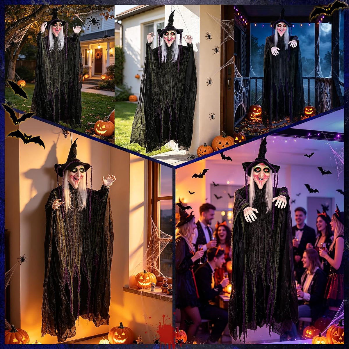 6ft 70'' Large Hanging Witch Scary Halloween Decorations Outdoor Indoor