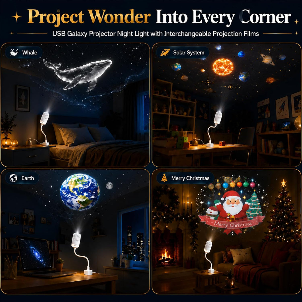 Galaxy Projector Night Light, 2-in-1 Star Projector with 13 Films