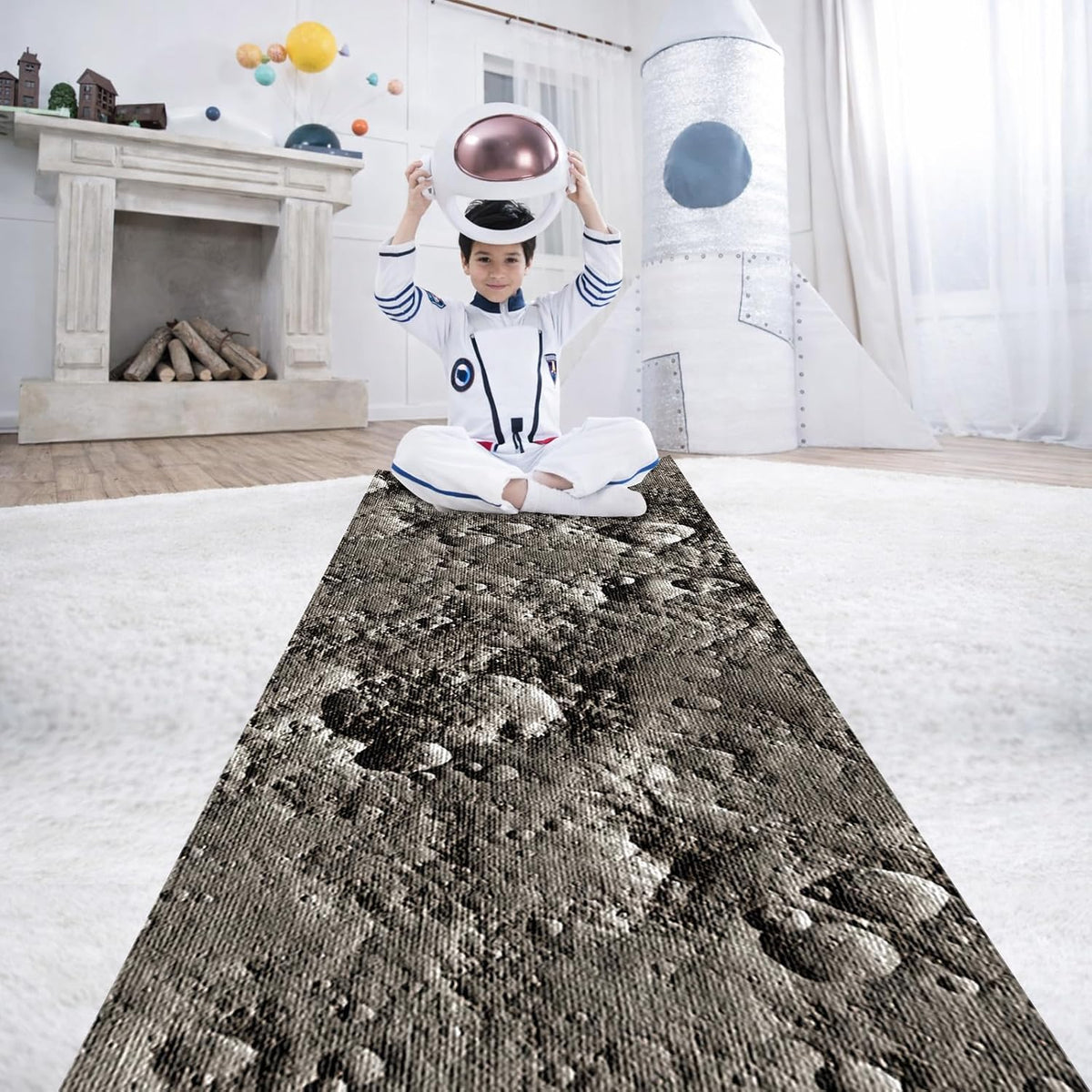 Lyrow 2 Pieces Space Themed Party Decor 2 x 10 ft Moon Aisle Runner