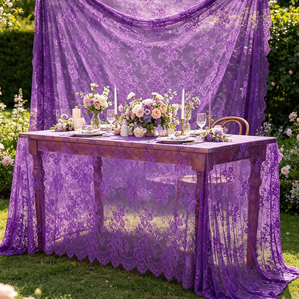 B-COOL Lace Tablecloths 2 Pieces 60 x 120 Inch Wedding Rectangle Table