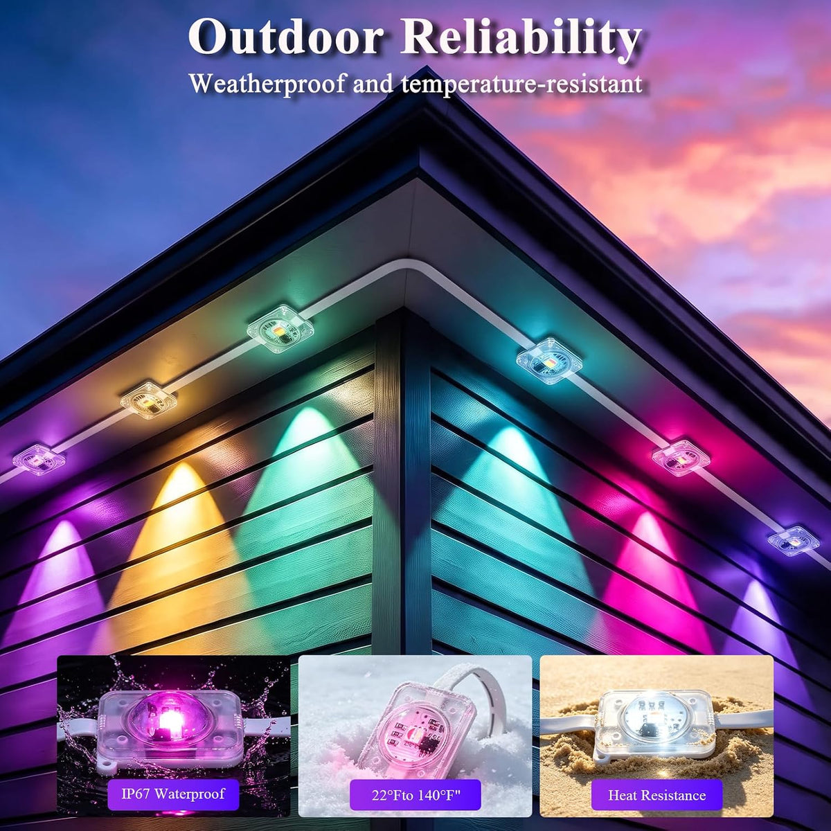 400FT Permanent Outdoor Lights, Smart RGB+IC Eaves Lights for House, App &...