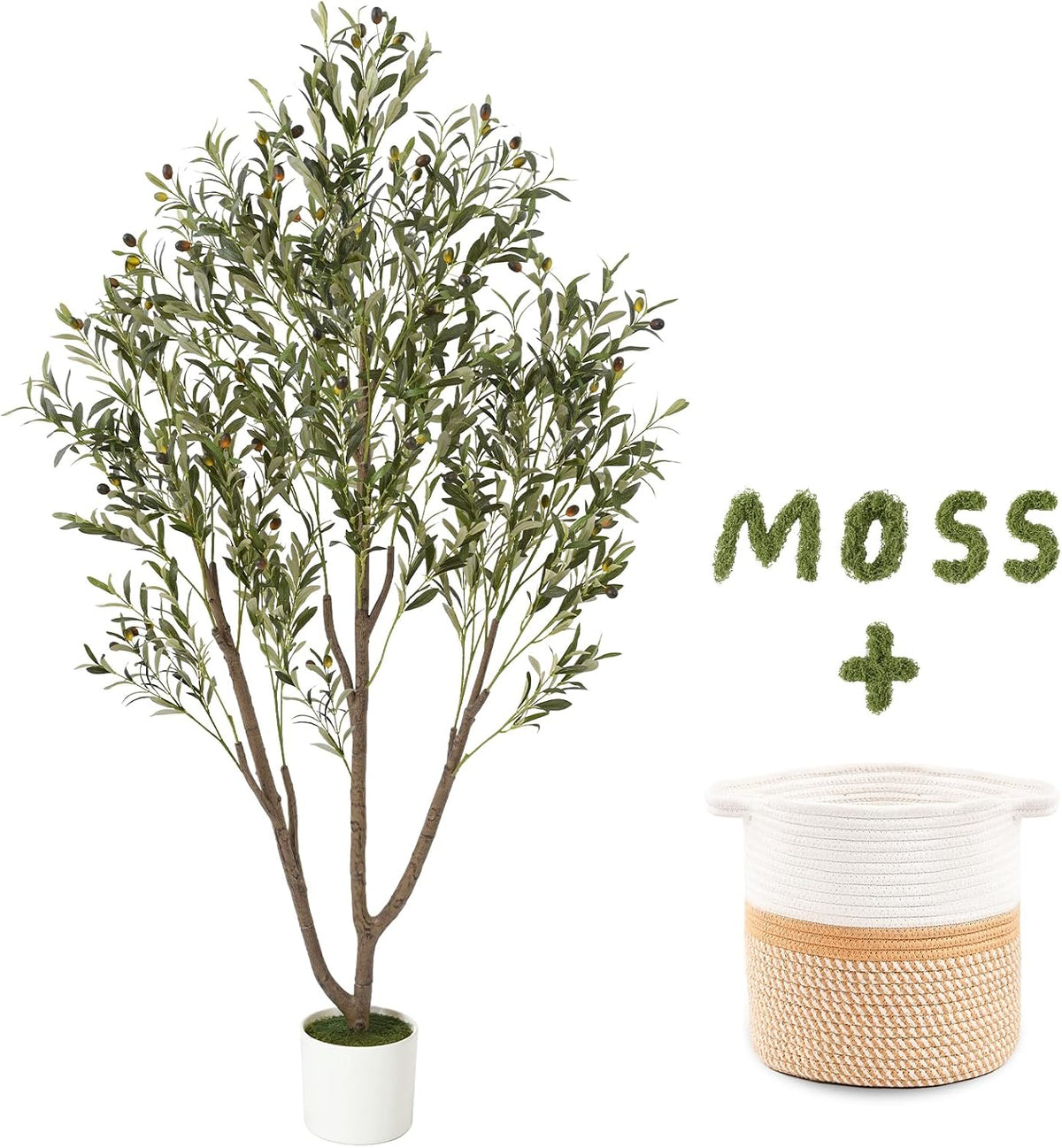 Olive Trees Artificial Indoor, 6FT Tall Faux Olive Tree with Planter & Ba...