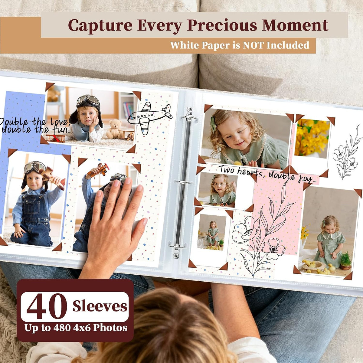 12x12 Inch Large Scrapbooks Photo Album, 3 Ring Binder, Beige