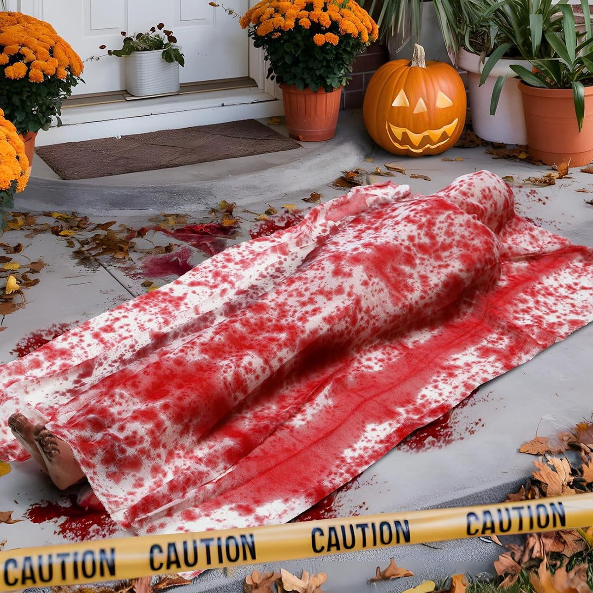 Halloween Decor – 5FT Bloody Corpse Prop, Lifesize Scary Dead Body Decoration...
