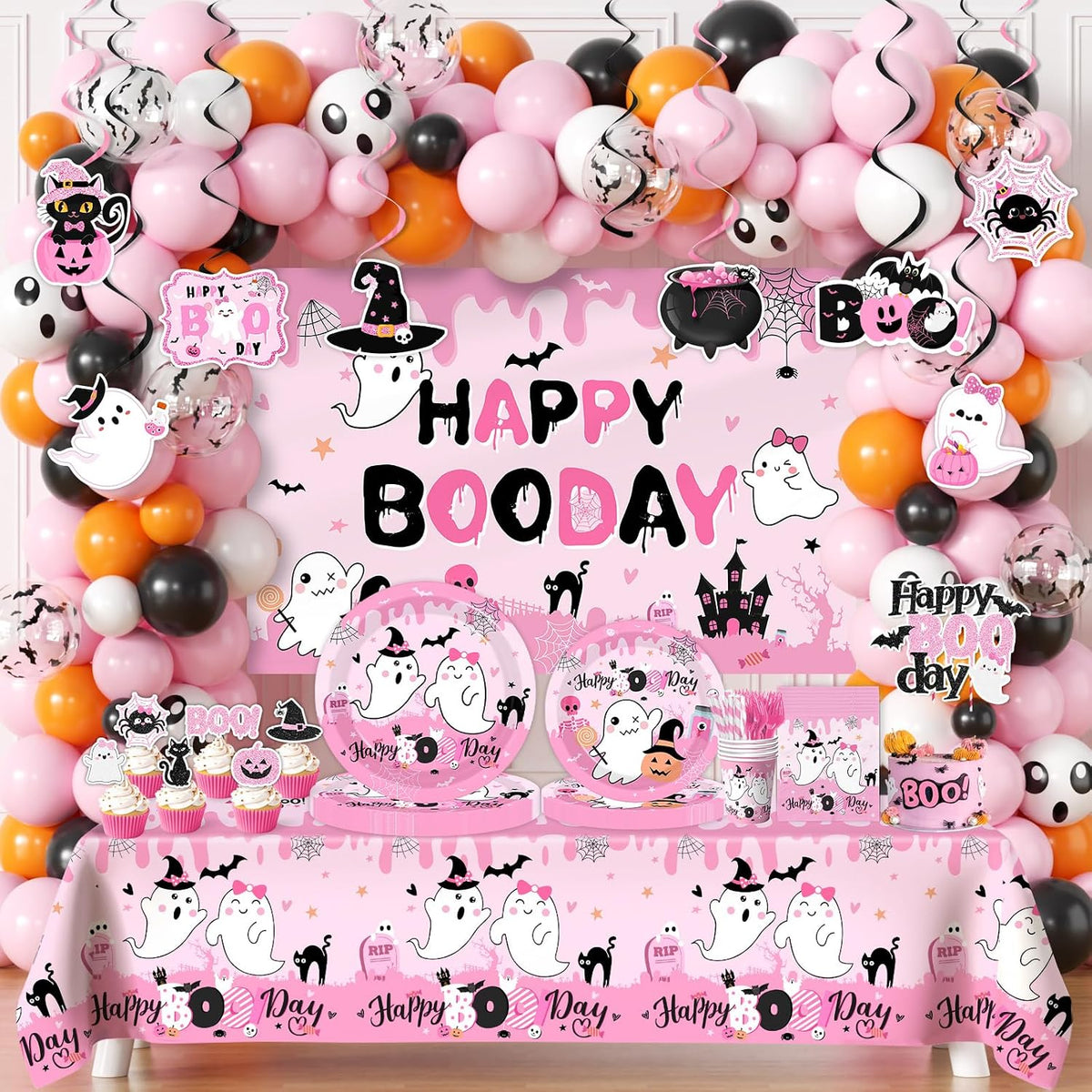 Halloween Birthday Party Decorations Serve 24, Pink Halloween Tableware