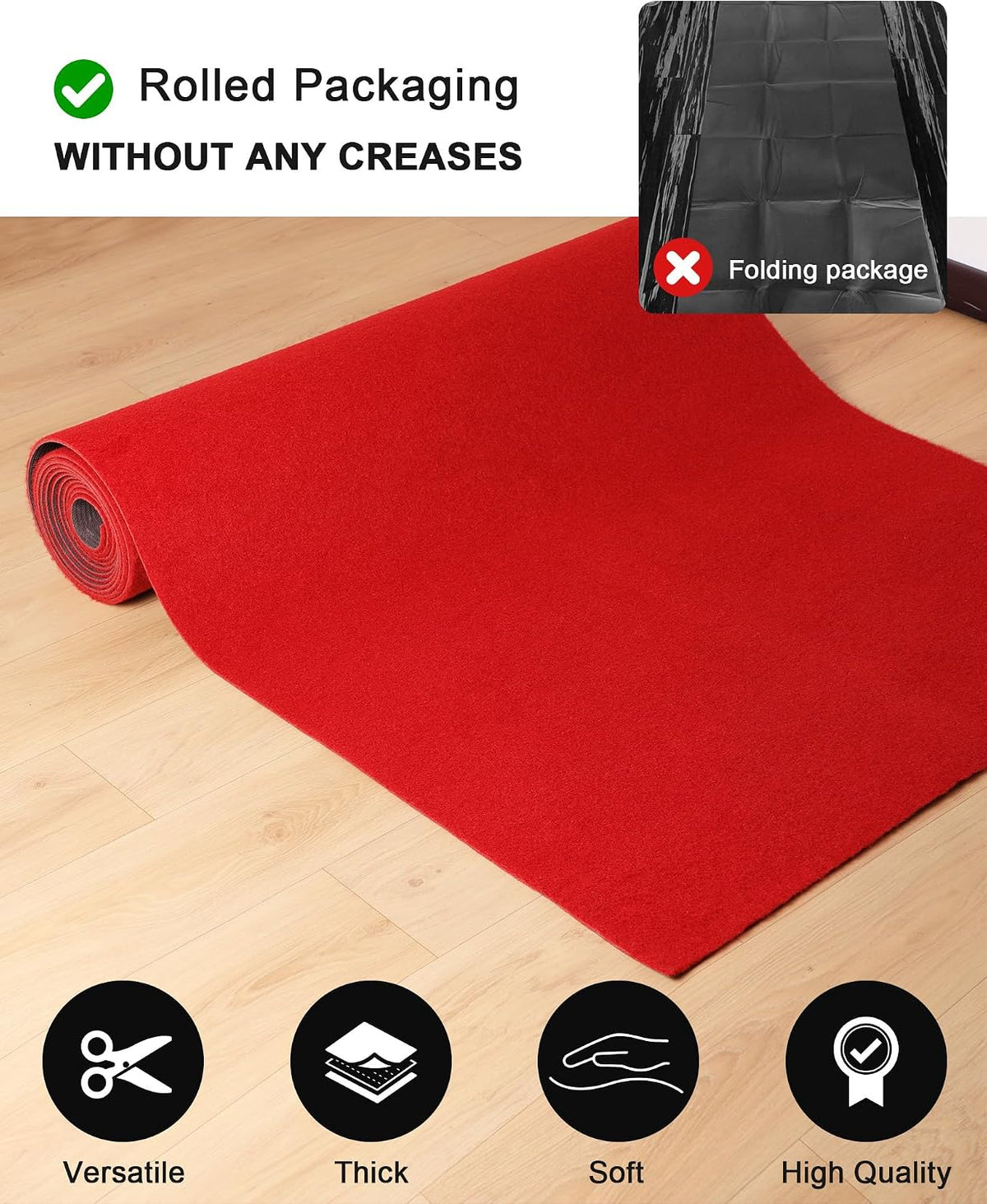 450GSM Extra Thick Red Carpet Runner for Party & Events, 4ft x 20ft