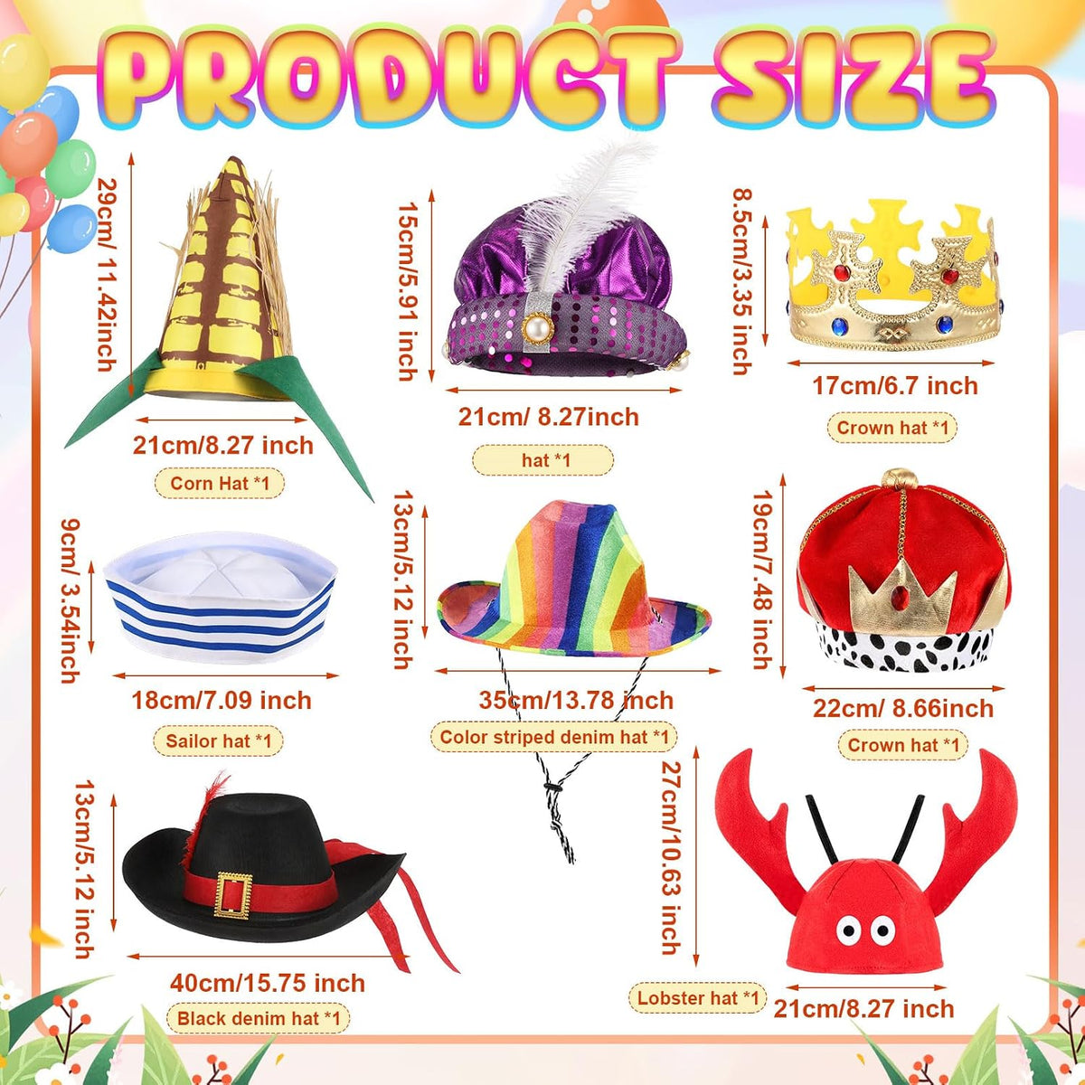 Hercicy 8 Assorted Funny Hats, Crazy Party Hats for Adult, Photo Booth Prop