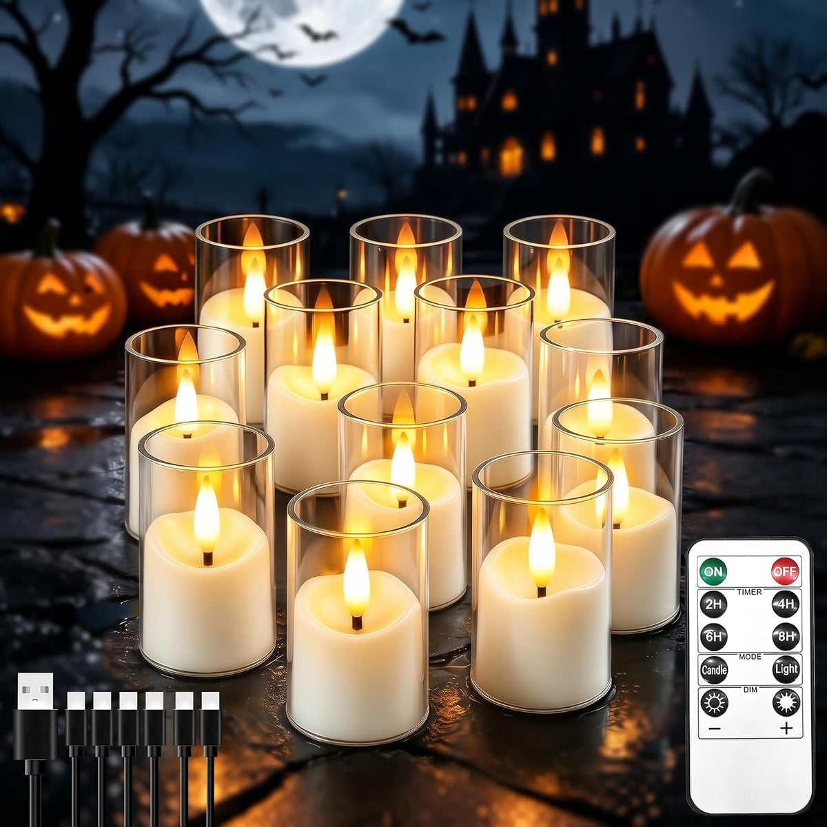 Small Rechargeable Flameless Tea Lights Candles with Timer Remote