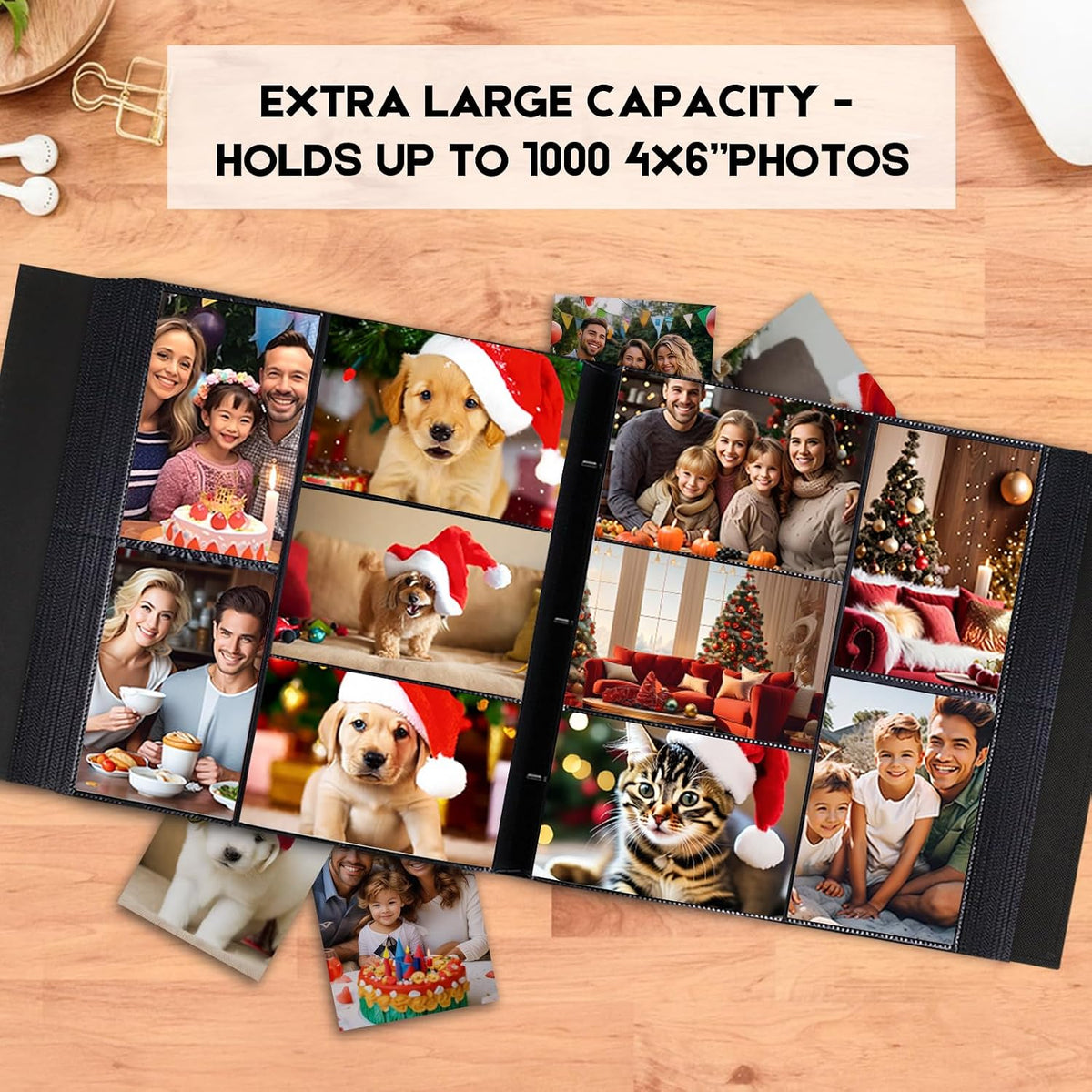 Extra Large Capacity 4x6 Photo Album, Holds 1000 Photos, Black