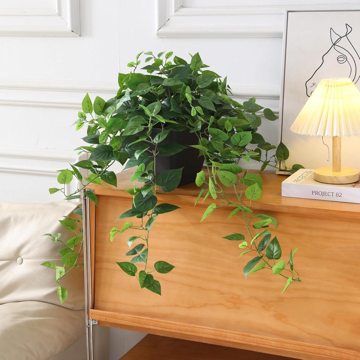 365 Blooming Decor Realistic Artificial Potted Pothos Ivy Plant(Devil's I...