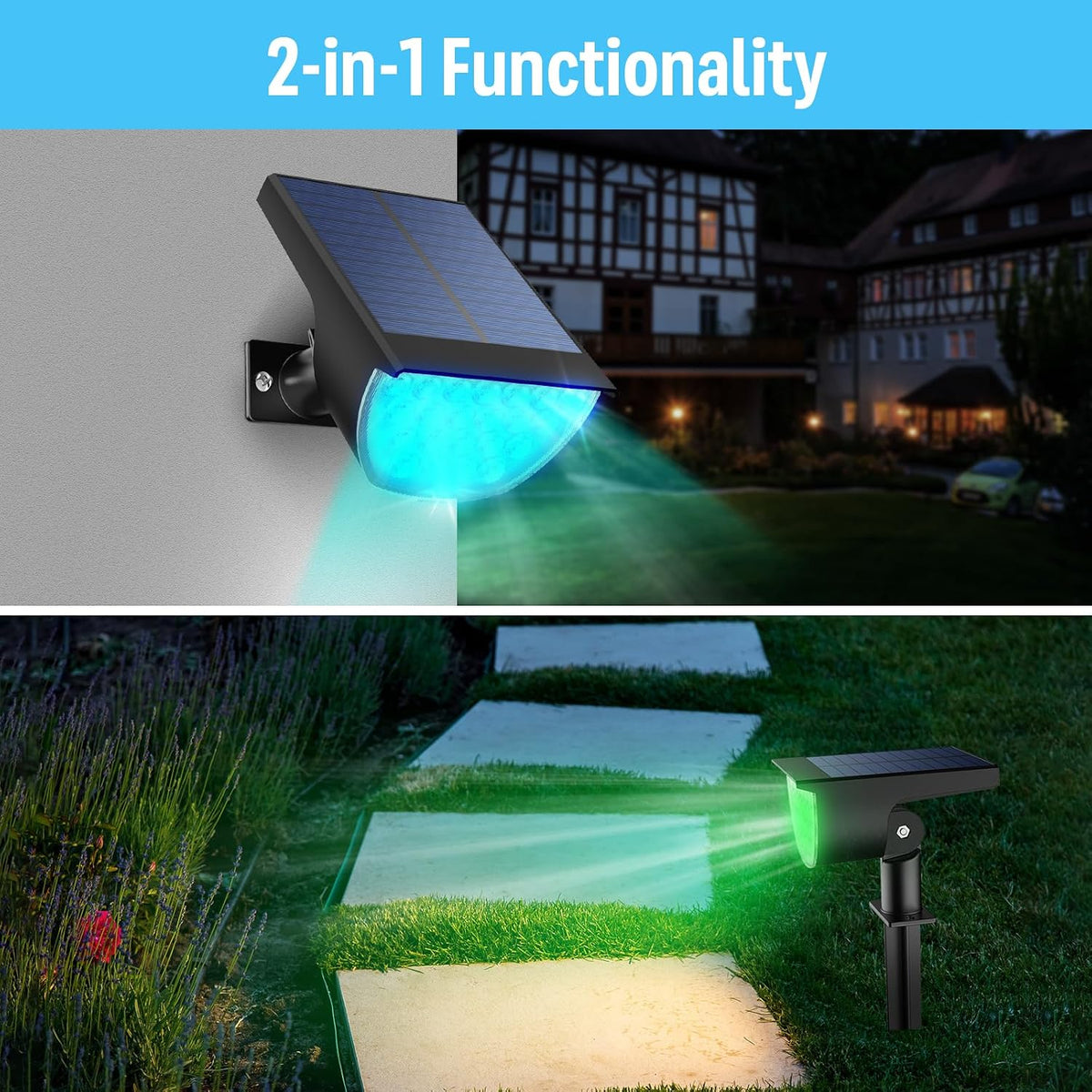 GKGG Solar Color Changing Lights Outdoor, 7 Lighting Modes IP65 Waterproof So...