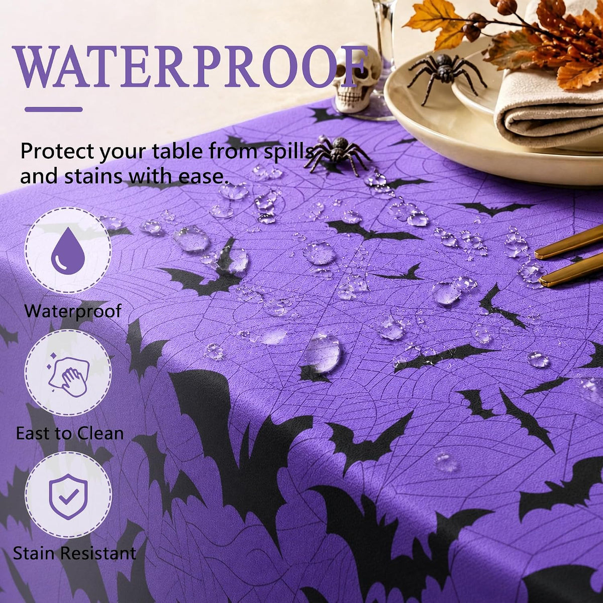 Halloween Bats Rectangle Tablecloth for Dining Decor 60" x 120"