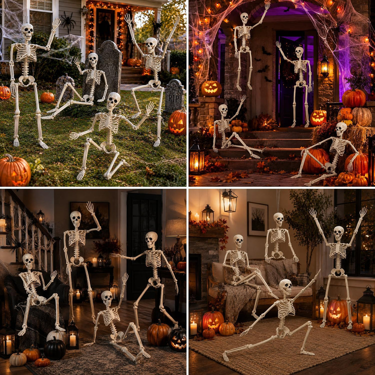 3FT Scary Halloween Decorations Outdoor, 2 PCS 36" Life Size Posable Hum...