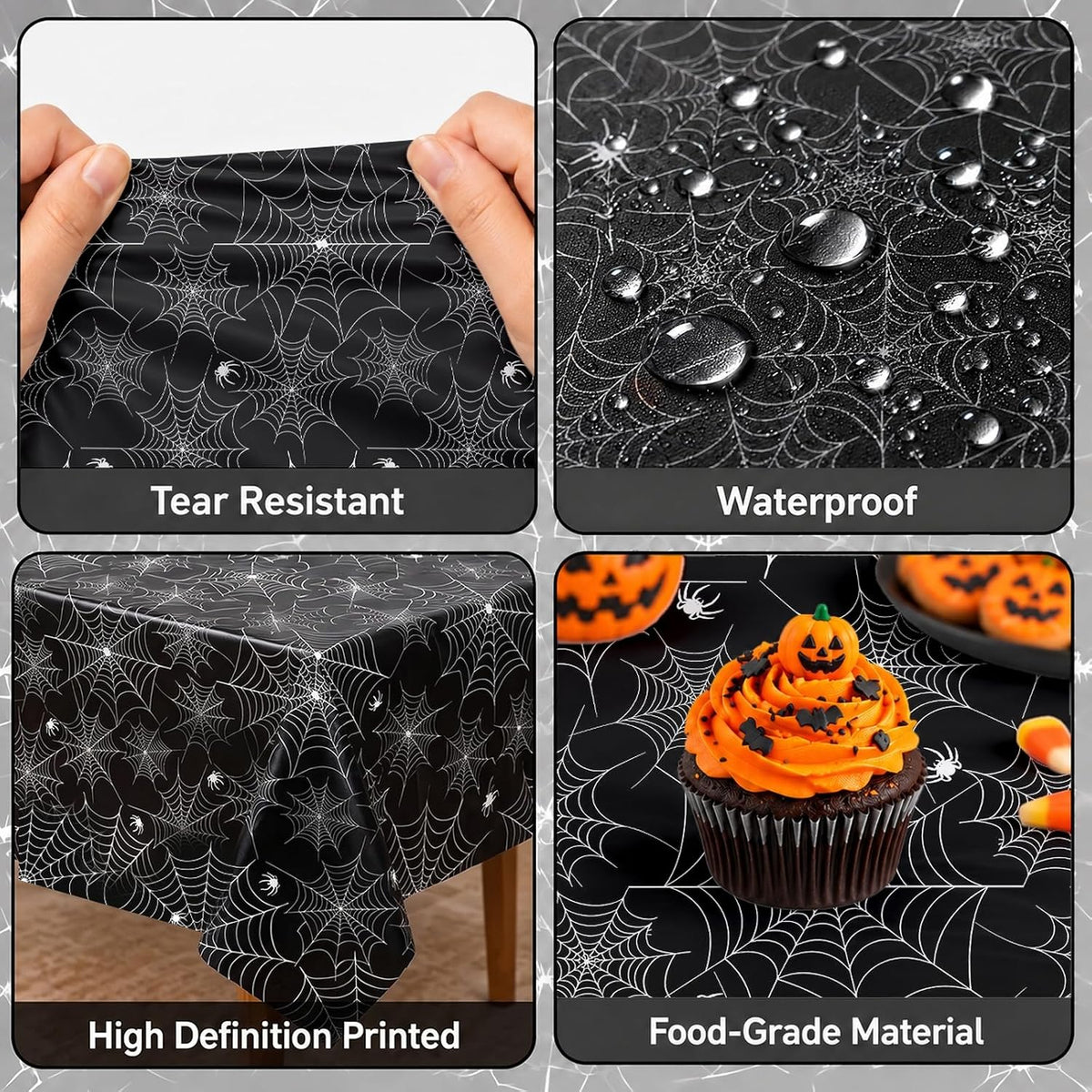 12 Pack Halloween Tablecloth, Spider Web Table Cloth