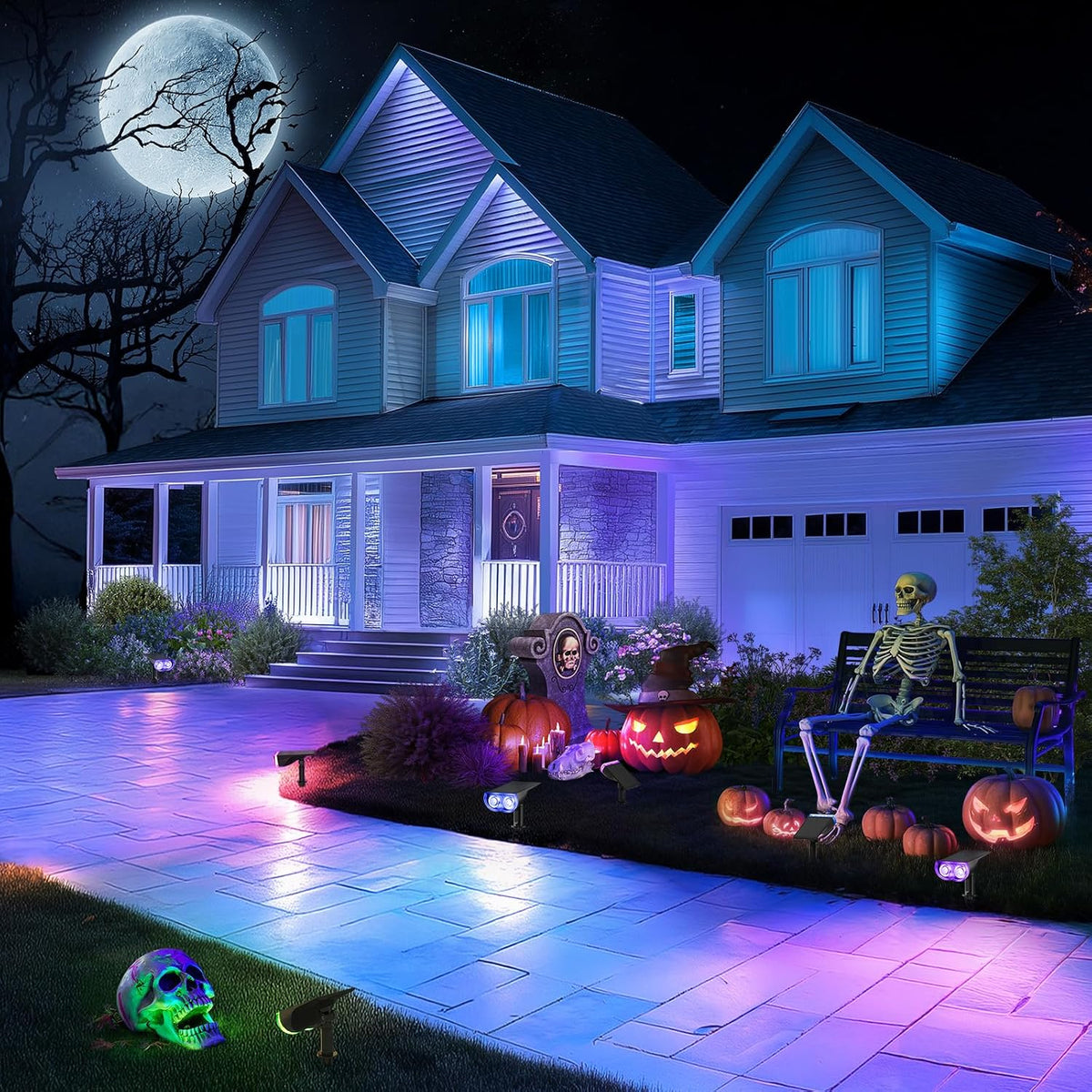 Linkind Halloween Solar Lights Outdoor Spotlight Waterproof RGB 6 Pack
