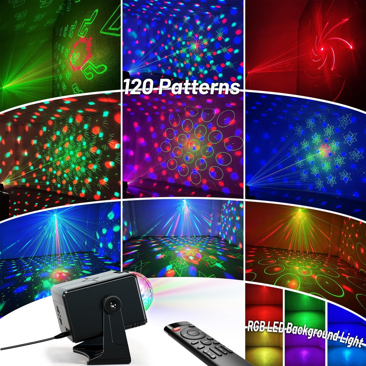 Party Lights Dj Disco Light Disco Ball Stage Strobe Lights LED Projector Soun...