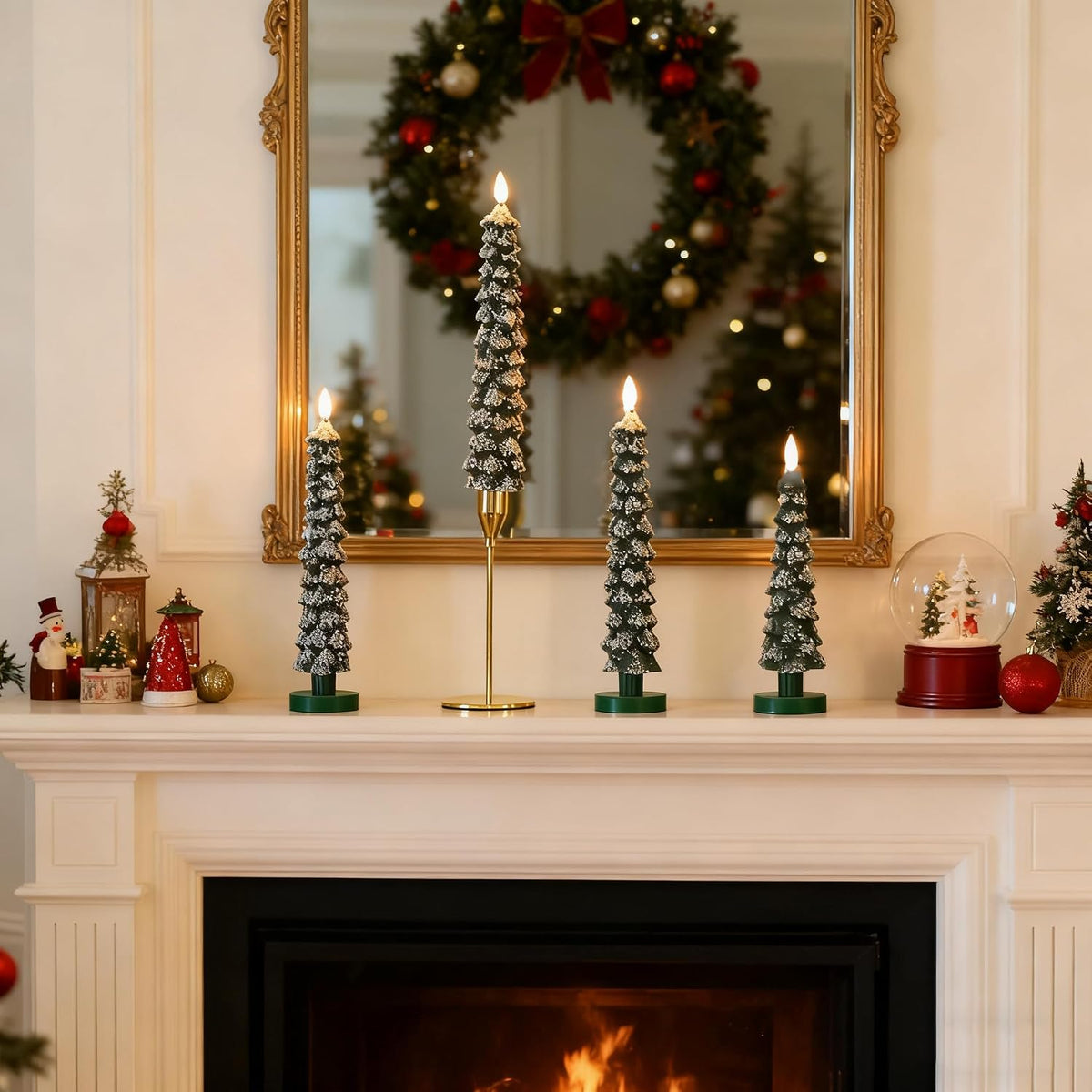 Christmas Decorations, Christmas Tree Flameless Taper Candles with Remote