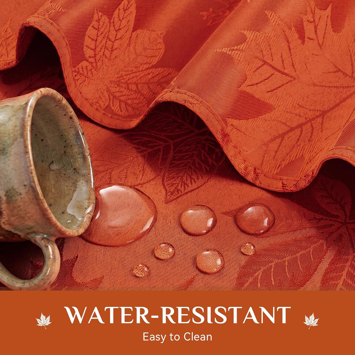 Softalker Fall Jacquard Rectangle Tablecloth, 60 x 144 Inch Burnt Orange