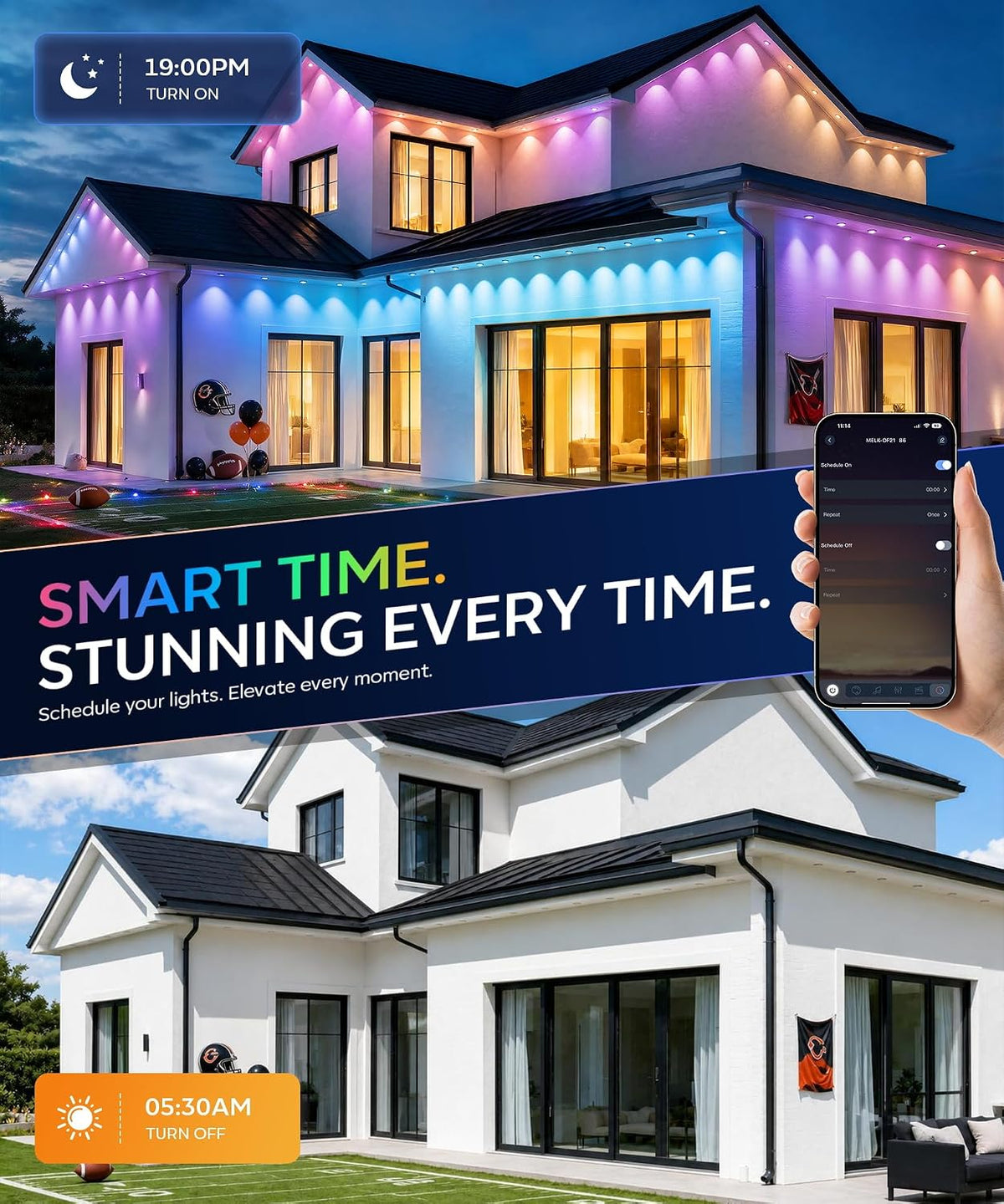Permanent Outdoor Lights for House, 200ft RGB+IC Christmas LED Light