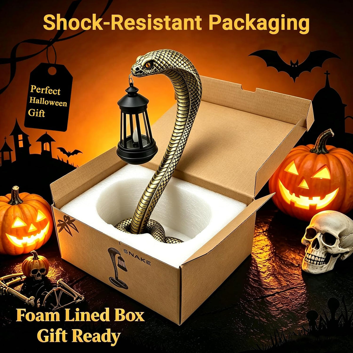 Halloween Decor Solar Snake Garden Statue,19.89'' Snake for Yard Lawn...