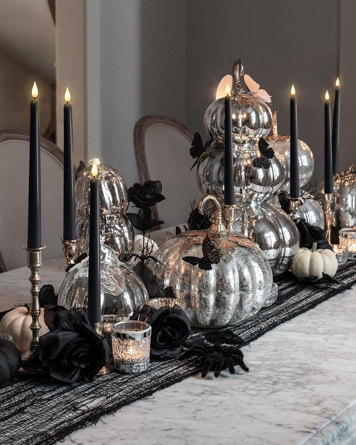 Homemory 12 Pcs Black Flameless Taper Candles Flickering, NO Remote, 11 Inche...