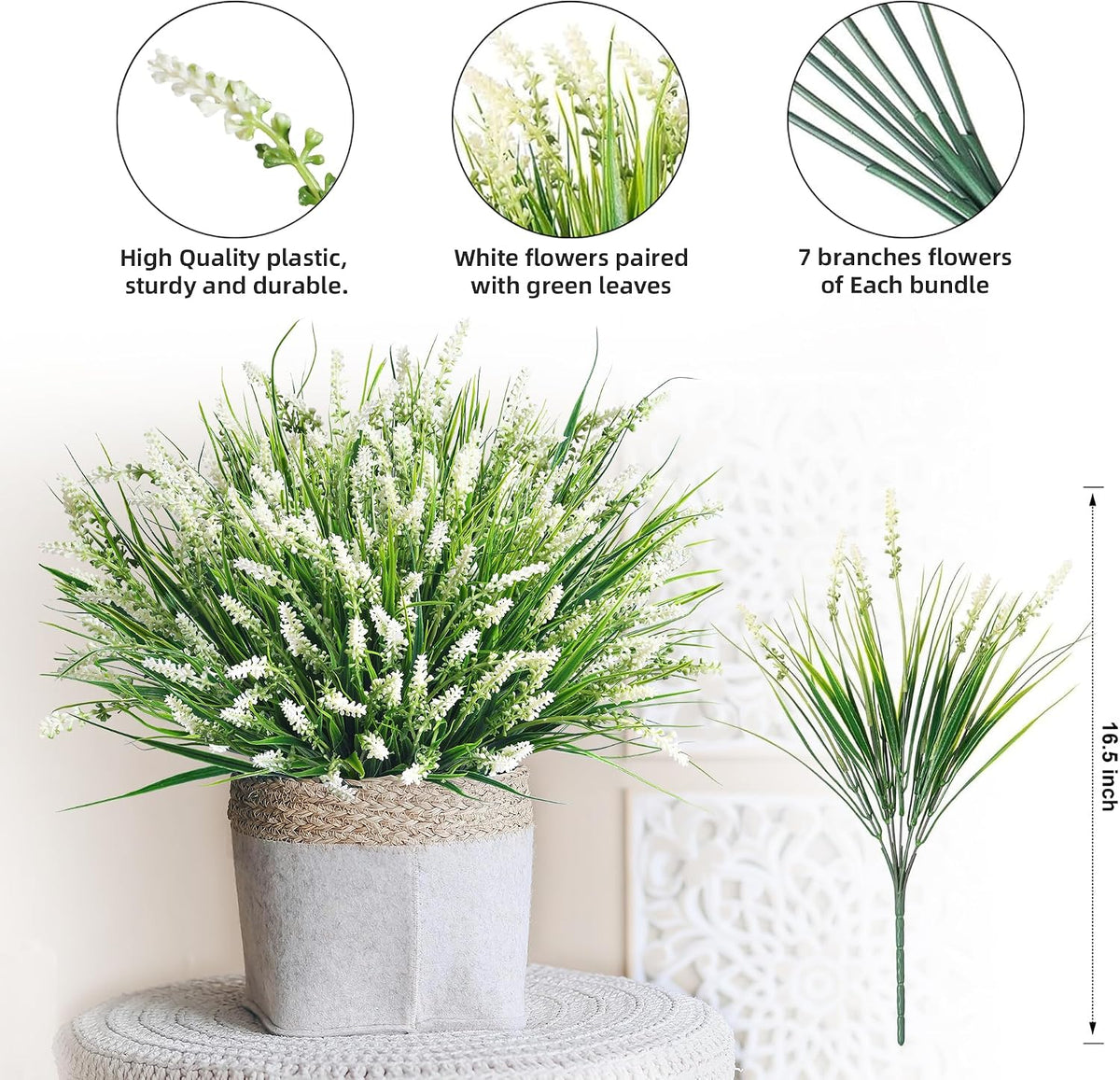 Ivydale 20PCS Artificial Plants Fake Flowers Monkey Grass for Outdoors,UV Res...