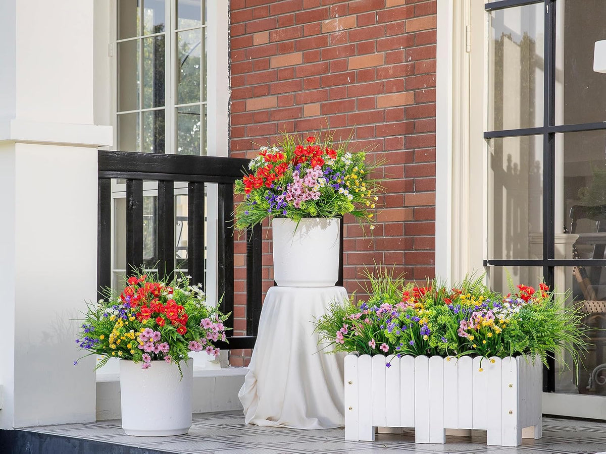 23PCS Artificial Plants Outdoor, Faux Flowers & Greenery Stems for Outside