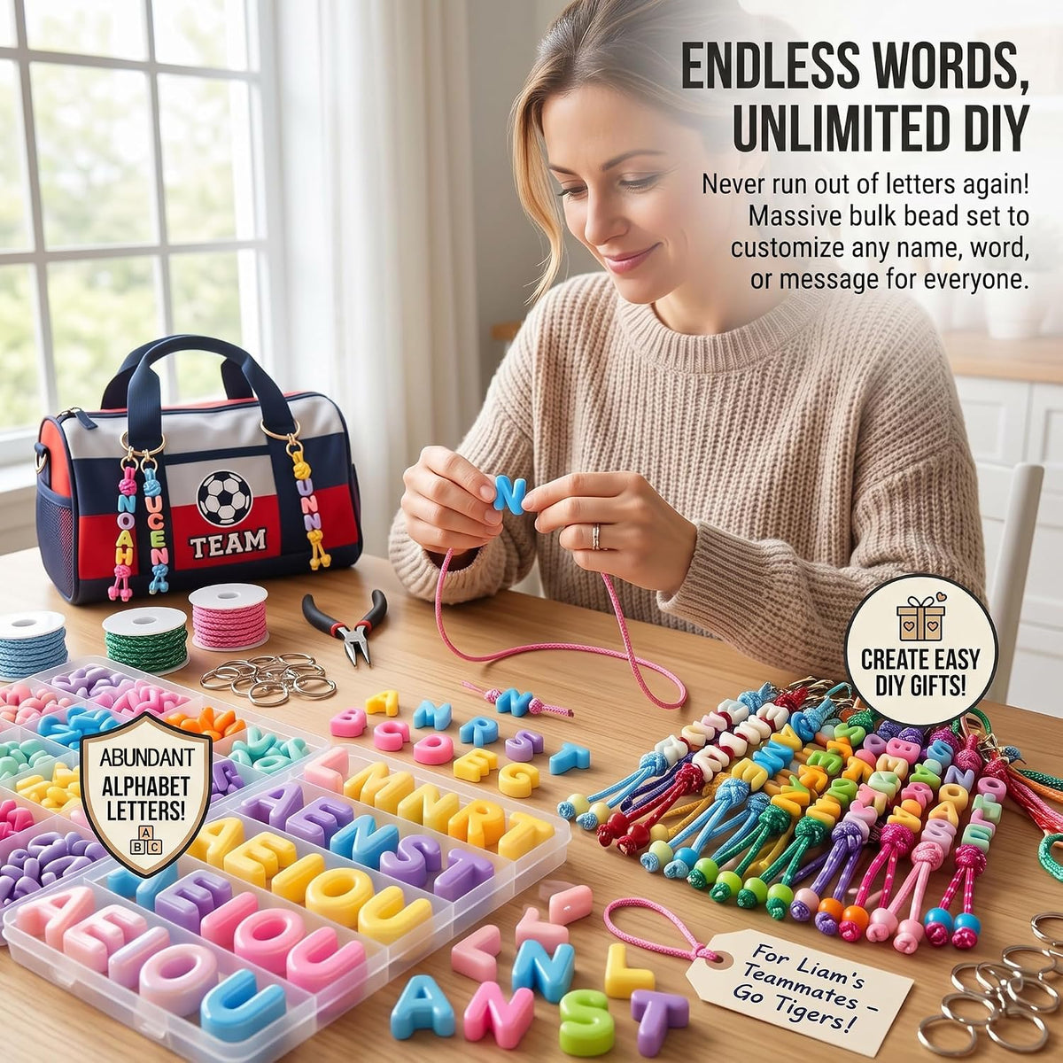 107Pcs Bubble Letter Beads for Keychains-Acrylic Chunky Alphabet Bead