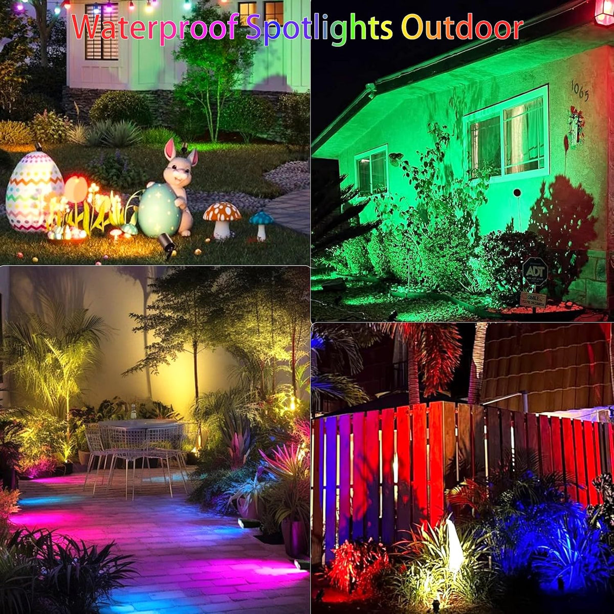 Halloween Spotlights Outdoor: RGBW LED Spot Light Plug in 120V Remote Control...